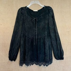 ALTAR'D STATE Black Lace Boho Long Sleeve Top M